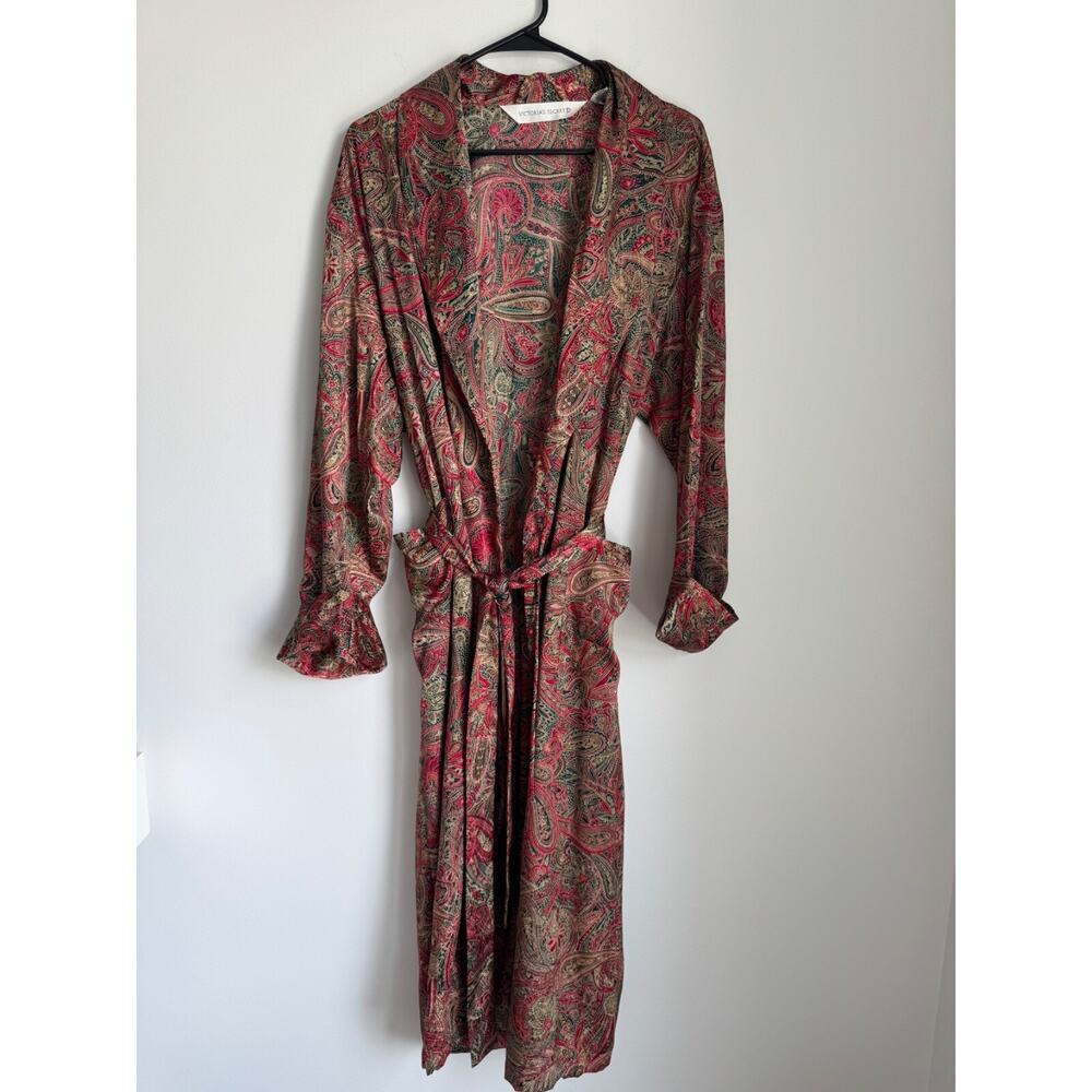 VTG Victoria's Secret Satin Robe Floral Paisley 90s